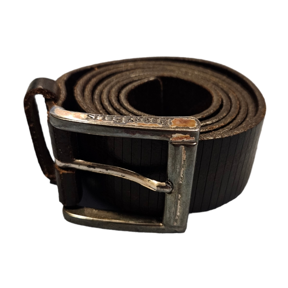 Perry Ellis men's dark brown leather belt